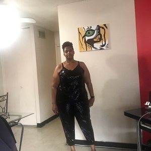 Sequin joggers with matching sleeveless top